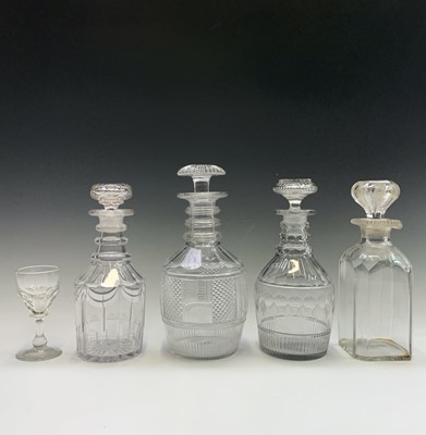 Lot 899 - A Regency triple ring neck decanter and...