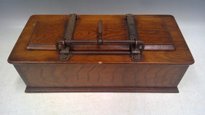 Lot 11 - An Edwardian Watts Cam Tie Press Box. In Oak,...