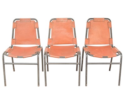 Lot 205 - After Charlotte Perriand, three Les Arcs style dining chairs.