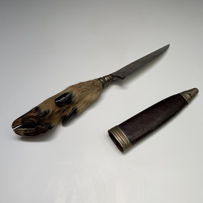 Lot 238 - An Inuit bone, horn and steel knife and sheath,...