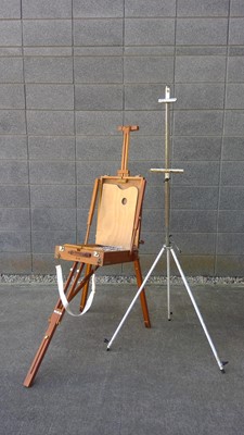 Lot 15 - A French Style Easel and Paint Box and a Metal...
