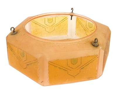 Lot 173 - An Art Deco glass hanging lamp shade.
