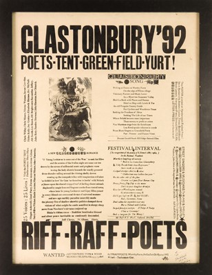 Lot 193A - Glastonbury '92 Riff Raff Poets poster.