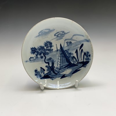 Lot 850 - A rare Longton Hall blue and white saucer,...