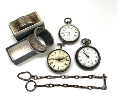 Lot 2485 - A Georgian silver pocket watch, two other...