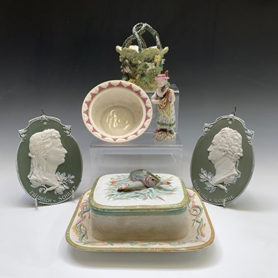 Lot 816 - A Victorian pottery sardine dish and cover...