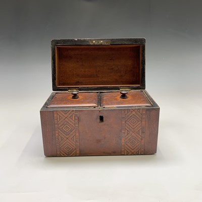 Lot 294 - A Victorian mahogany dome top tea caddy, with...