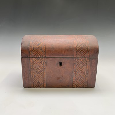 Lot 294 - A Victorian mahogany dome top tea caddy, with...