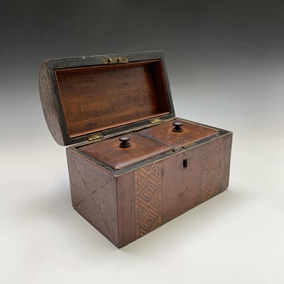 Lot 294 - A Victorian mahogany dome top tea caddy, with...