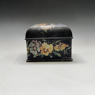 Lot 333 - A small black lacquered casket with domed...