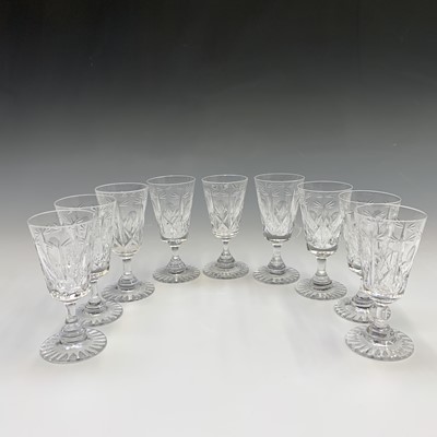 Lot 821 - A set of six wine glasses, their bowls...