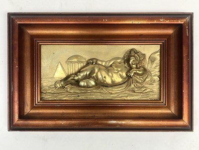 Lot 252 - A brass plaque, early 20th century, cast with...