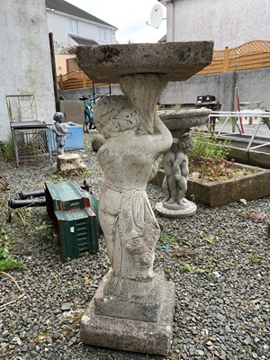 Lot 86 - A concrete cherub sundial pedestal 78cm