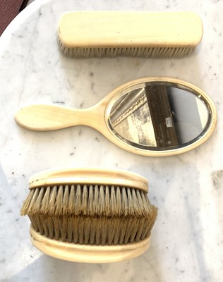 Lot 2852 - Two ivory gentlemen's hair brushes, H B gold...