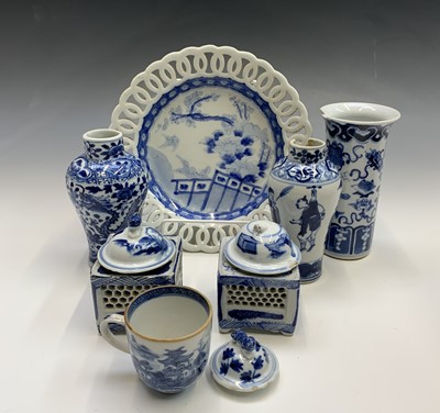 Lot 840 - Three Chinese blue and white vases circa 1900,...