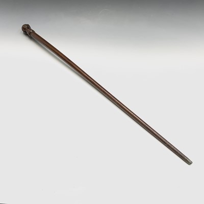 Lot 16 - A lignum vitae cane, with turned knop,...