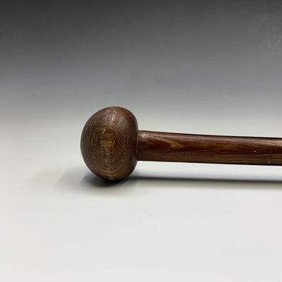 Lot 16 - A lignum vitae cane, with turned knop,...