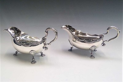 Lot 2048 - A pair of handsome silver sauce boats with...