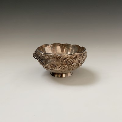 Lot 183 - A Chinese silver footed bowl, character marks...