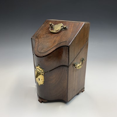 Lot 92 - An 18th century mahogany small knife box with...