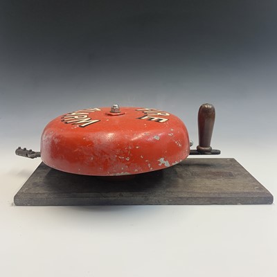 Lot 31 - A vintage hand operated 'Fire Alarm' bell on a...