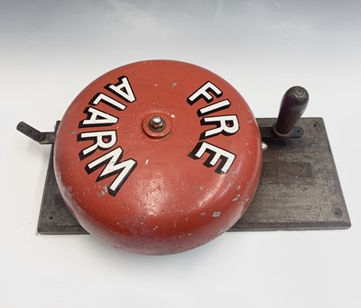 Lot 31 - A vintage hand operated 'Fire Alarm' bell on a...