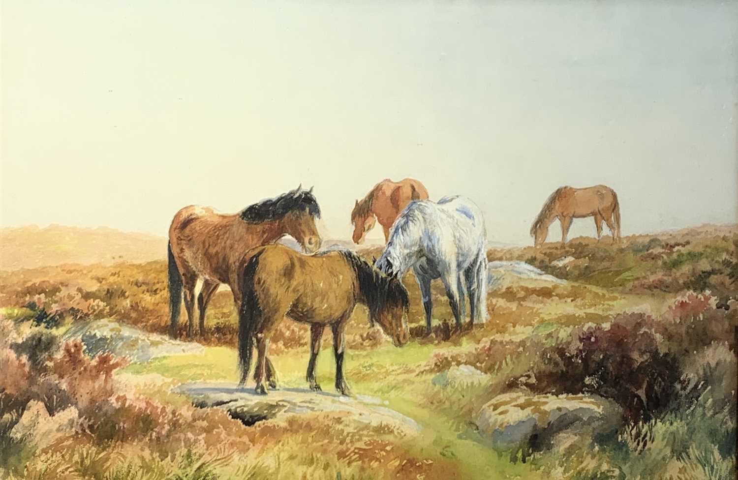 Lot 1026 - Thomas ROWDEN (1842-1926) Ponies Watercolour...