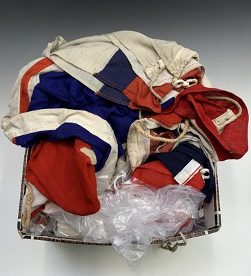 Lot 46 - A collection of linen flags, to include three...