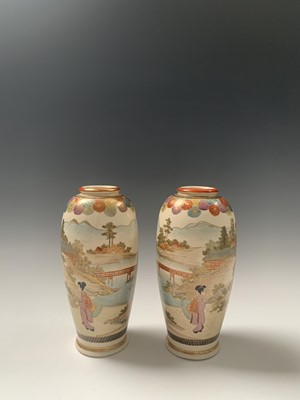 Lot 111 - A pair of Japanese satsuma vases, Meiji Period,...
