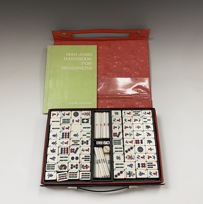 Lot 79 - A Mahjong set, in black leather case, with...