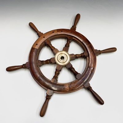 Lot 533 - A hardwood and brass mounted ship's wheel,...