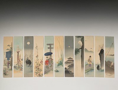 Lot 101 - Eleven Japanese unframed watercolours, early...