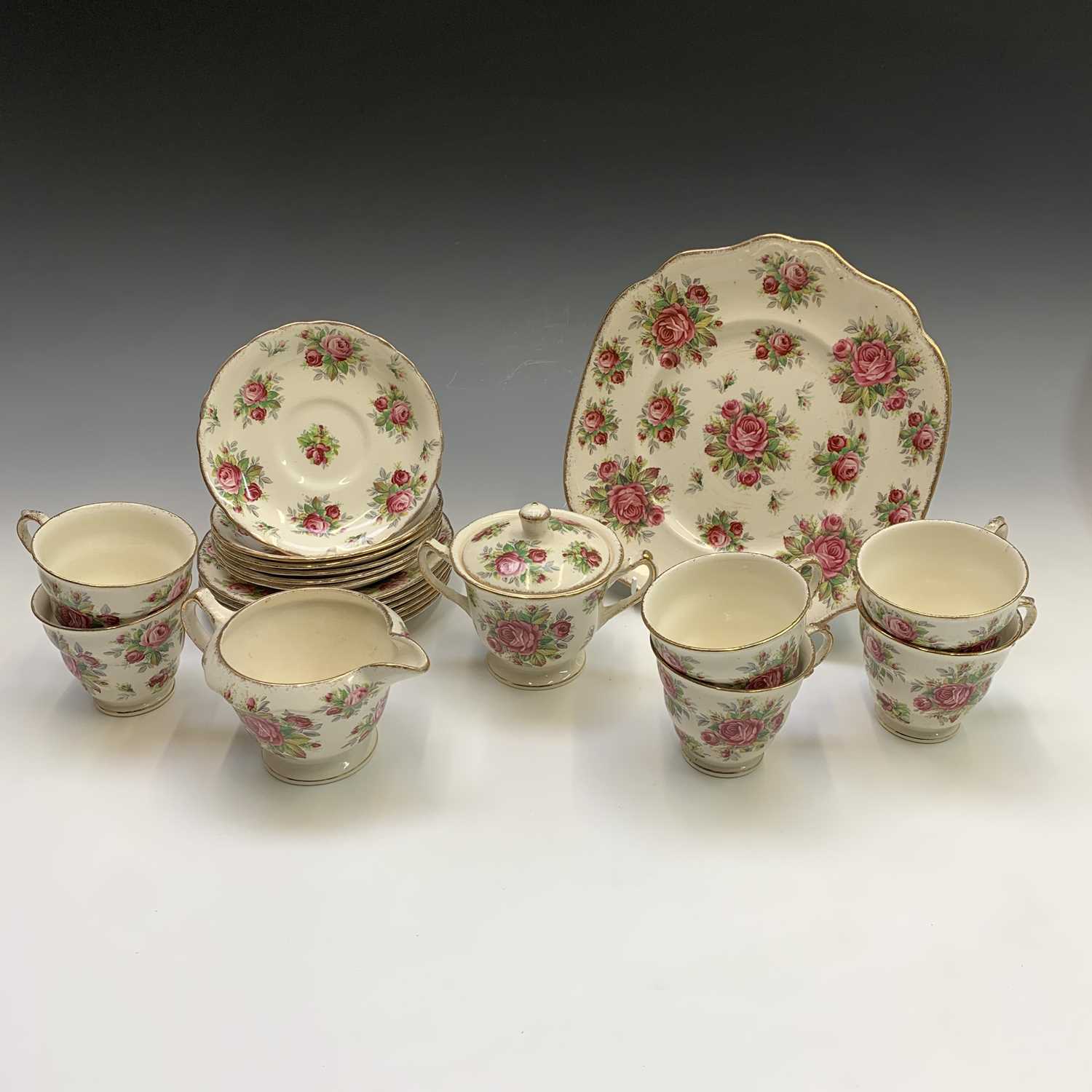 Lot 818 - A James Kent 'La Rosa' pattern tea service,...