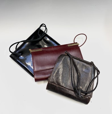 Lot 2812 - A mid century Rayne patent leather handbag,...