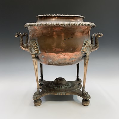 Lot 3 - A George III twin handled copper and brass tea...