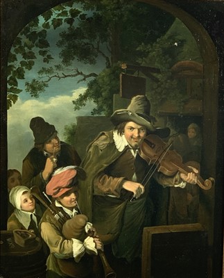 Lot 1090 - Dietrich Les Musiciens Ambulants Oil on canvas,...