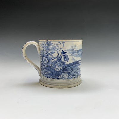 Lot 819 - Two blue and white transfer printed mugs circa...