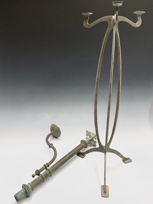 Lot 236 - An Art Nouveau brass stand, of tall sinuous...