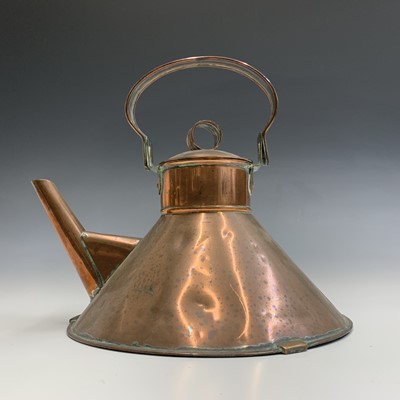 Lot 54 - A ship's copper kettle, height 21cm, and a...