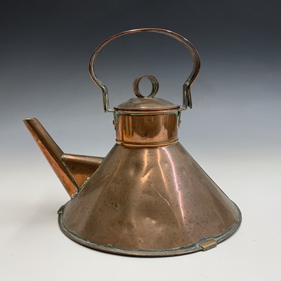 Lot 54 - A ship's copper kettle, height 21cm, and a...