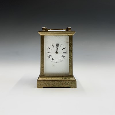 Lot 2901 - A 19th century French brass carriage clock,...