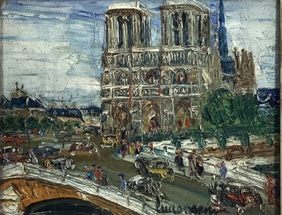 Lot 655 - Lucien GENIN (1894-1953) Notre Dame Oil on...