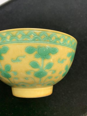 Lot 120 - A Chinese yellow and green-glazed porcelain...