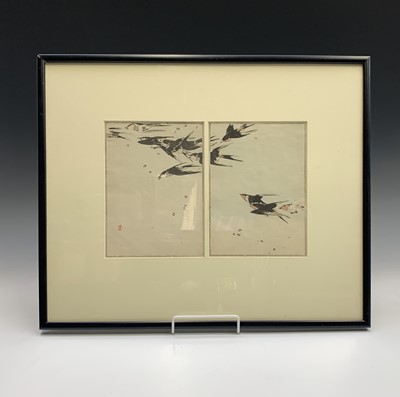 Lot 112 - Watanabe SEITEI (1851-1918) 'Swallows',...