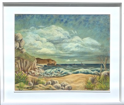 Lot 130 - Inez HOYTON (1903-1983) Surf on a Cornish...