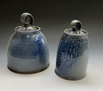 Lot 520 - Jane HAMLYN (b.1940) Two salt glazed lidded...