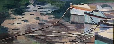 Lot 358 - Marjorie MORT (1906-1989) Boats and Ropes Oil...