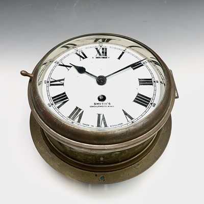 Lot 2900 - A brass ship's bulkhead clock, by Smith's,...