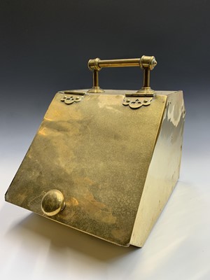 Lot 639 - A Victorian brass coal box with hinged lid and...