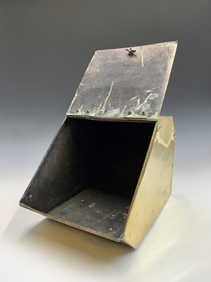 Lot 639 - A Victorian brass coal box with hinged lid and...